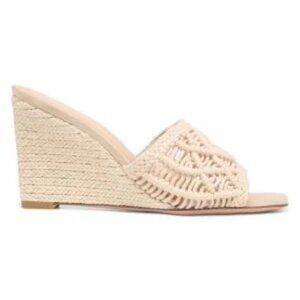 VERONICA BEARD Ezrah Leather Macrame Wedge Sandals Size 8